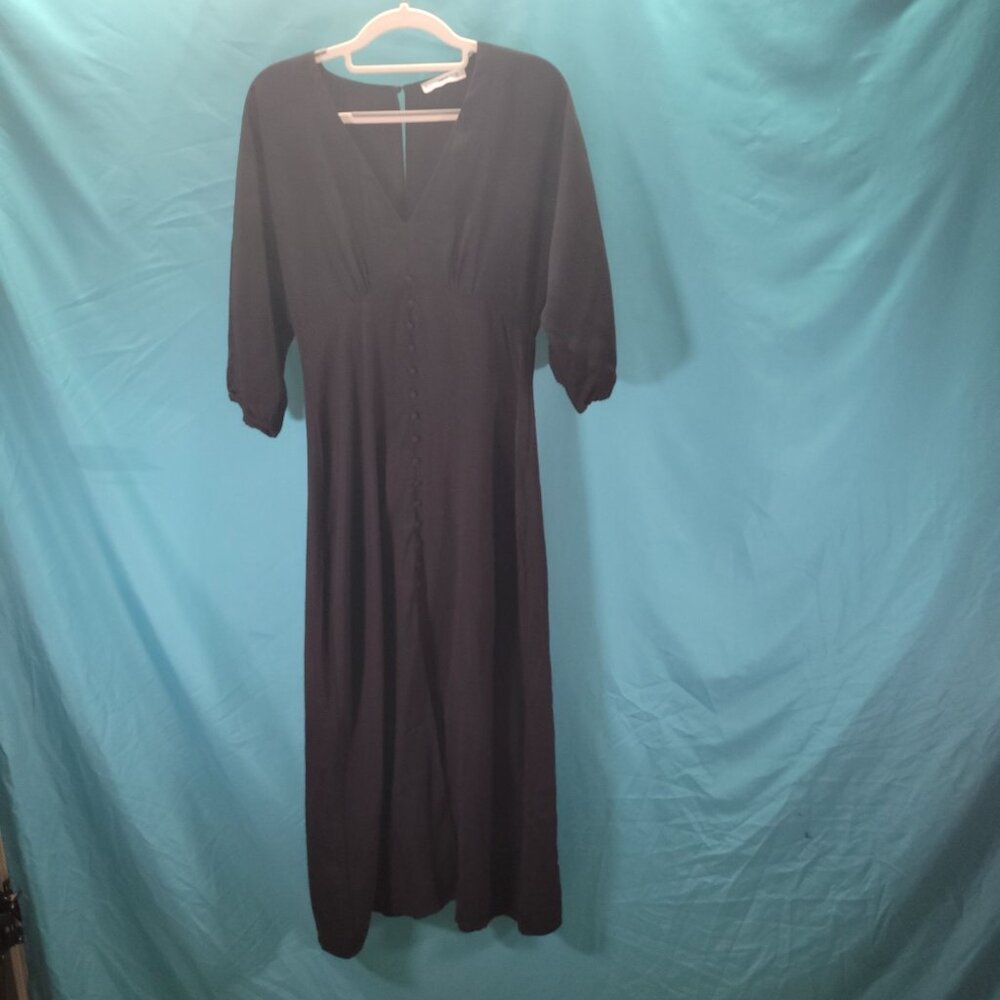 MNG Black Long Sleeve Button Down Midi Dress Size 4